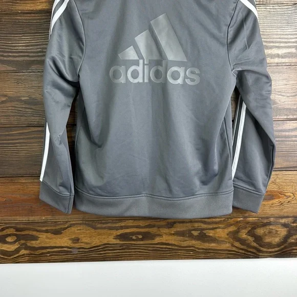 Adidas Gray Blazer Full-Zip Stand-Up Collar Size Boy 12 - Picture 3 of 3